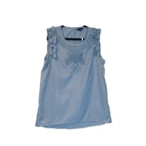 Women’s Staccato Shirt Size Medium Blue & White pinstripes